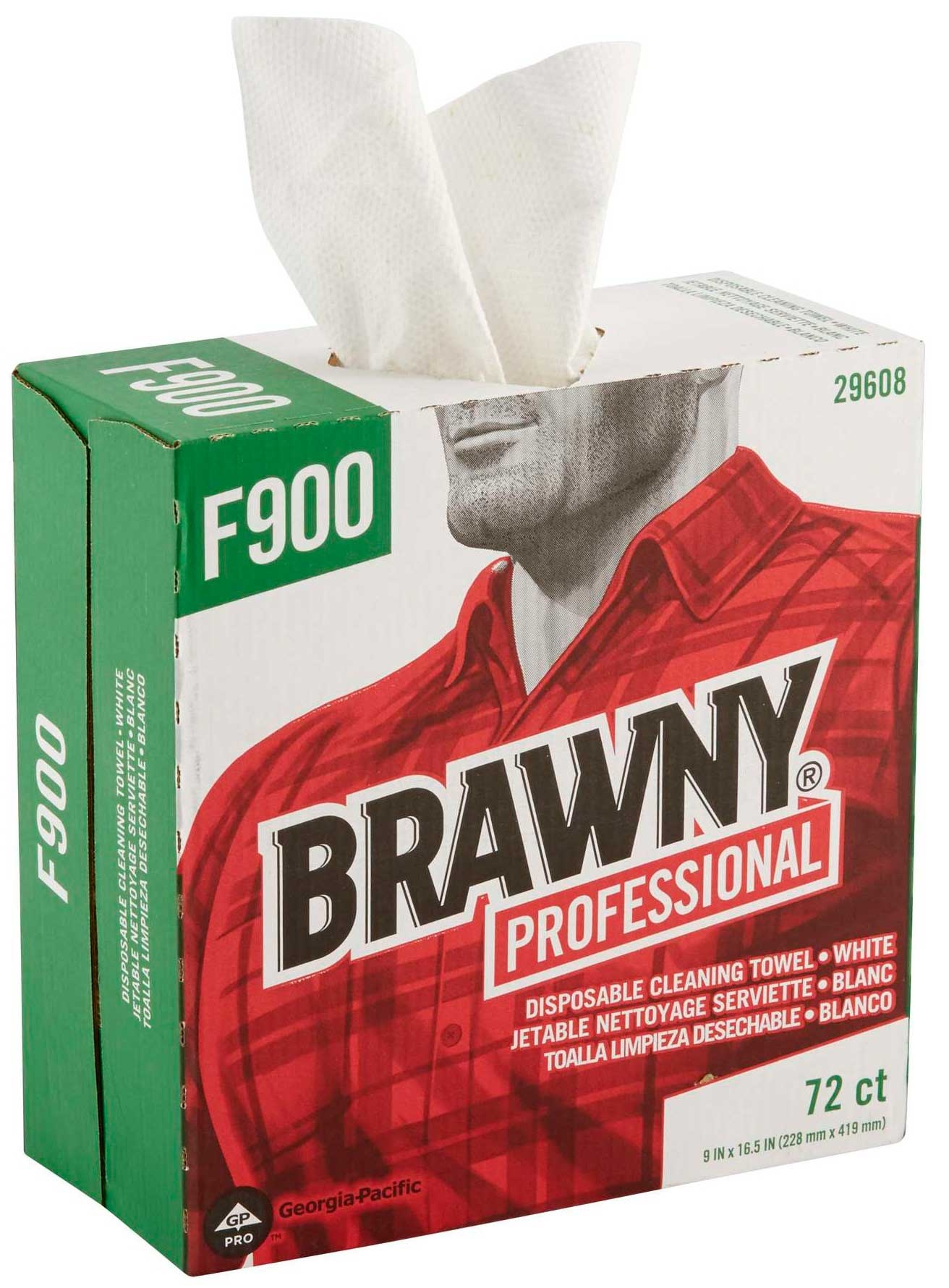 Brawny Professional F900 White Disposable Cleaning Towel - Tall Box, 72 count per box -- 10 box per case