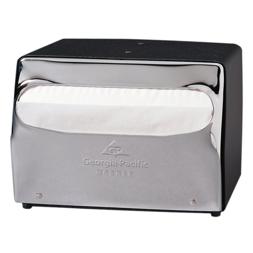 MorNap Black and Chrome Full Fold Table Model Napkin Dispenser -- 12 per case.