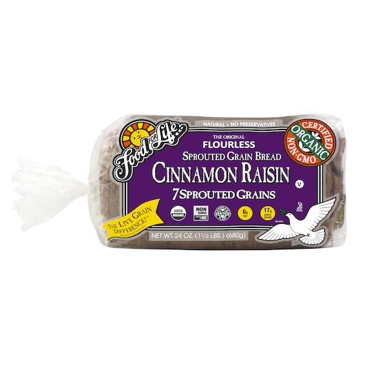 Food For Life Organic 7 Sprouted Whole Grain Cinnamon Raisin Bread, 24 Ounce -- 6 per case