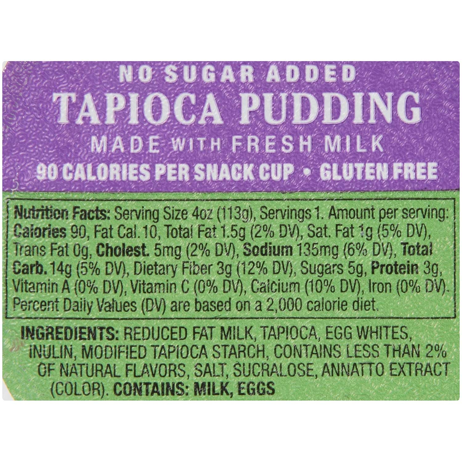 Kozy Shack Tapioca Pudding No Sugar Added, 4 Ounce -- 48 per case.