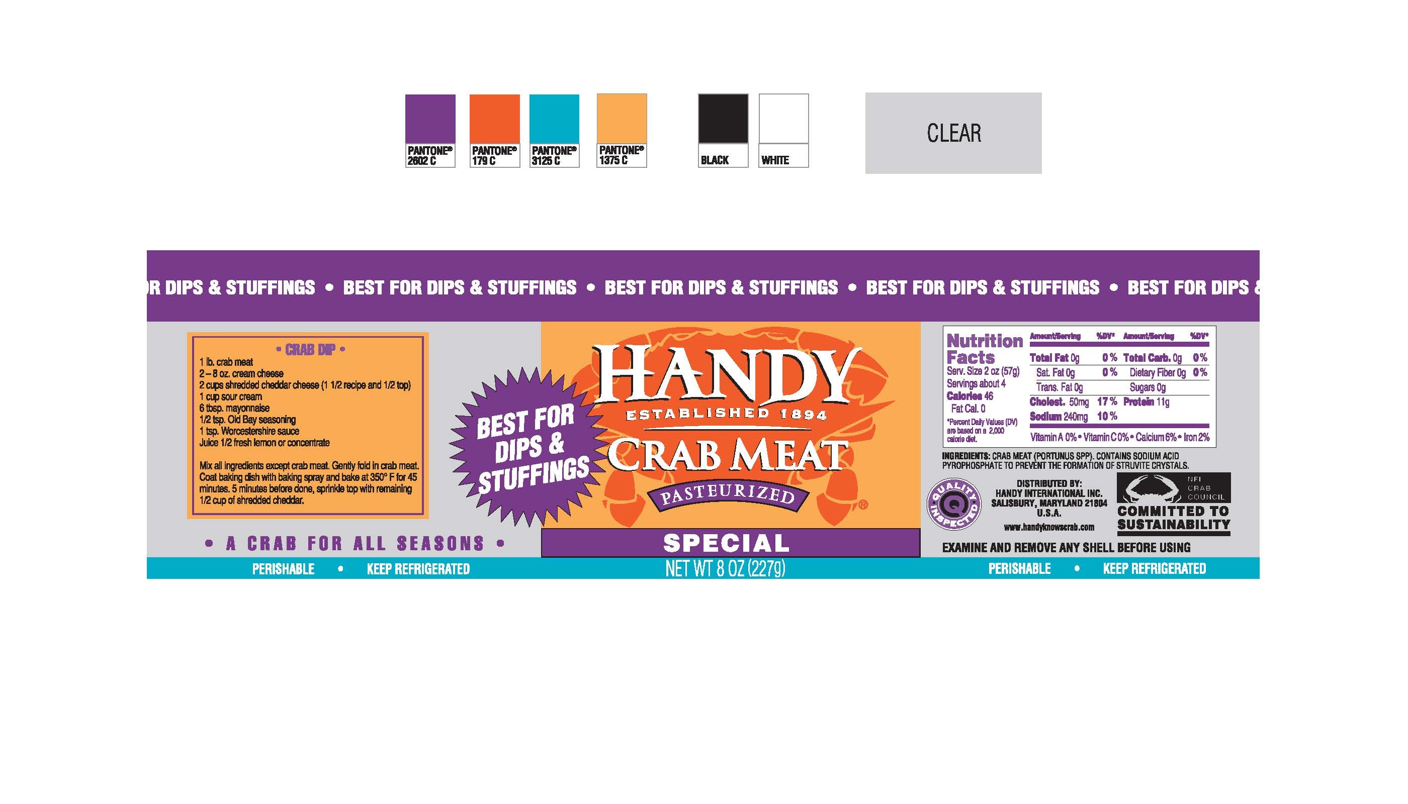 Handy Pelagicus Pasteurized Crab Meat, 8 Ounce Cup -- 12 per case.