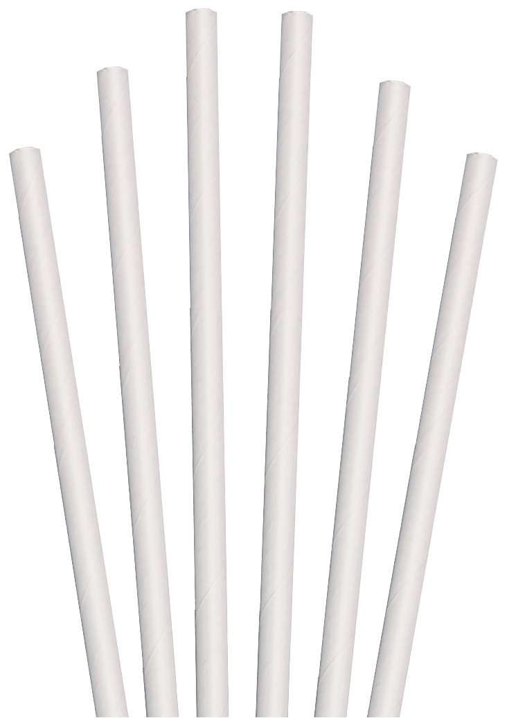 Aardvark Unwrapped Paper White Giant Straw, 7.75 inch -- 2800 per case