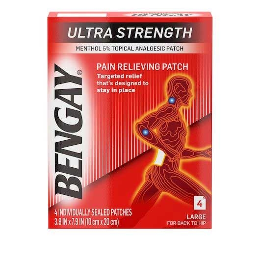 Bengay Ultra Strength Large Size Pain Relieving Patch - 4 count per pack -- 36 packs per case