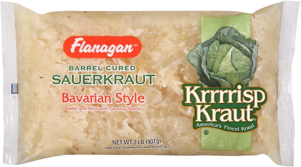 Krrrrisp Kraut Flanagan Label Bavarian Style Sauerkraut, 2 Pound -- 12 per case.
