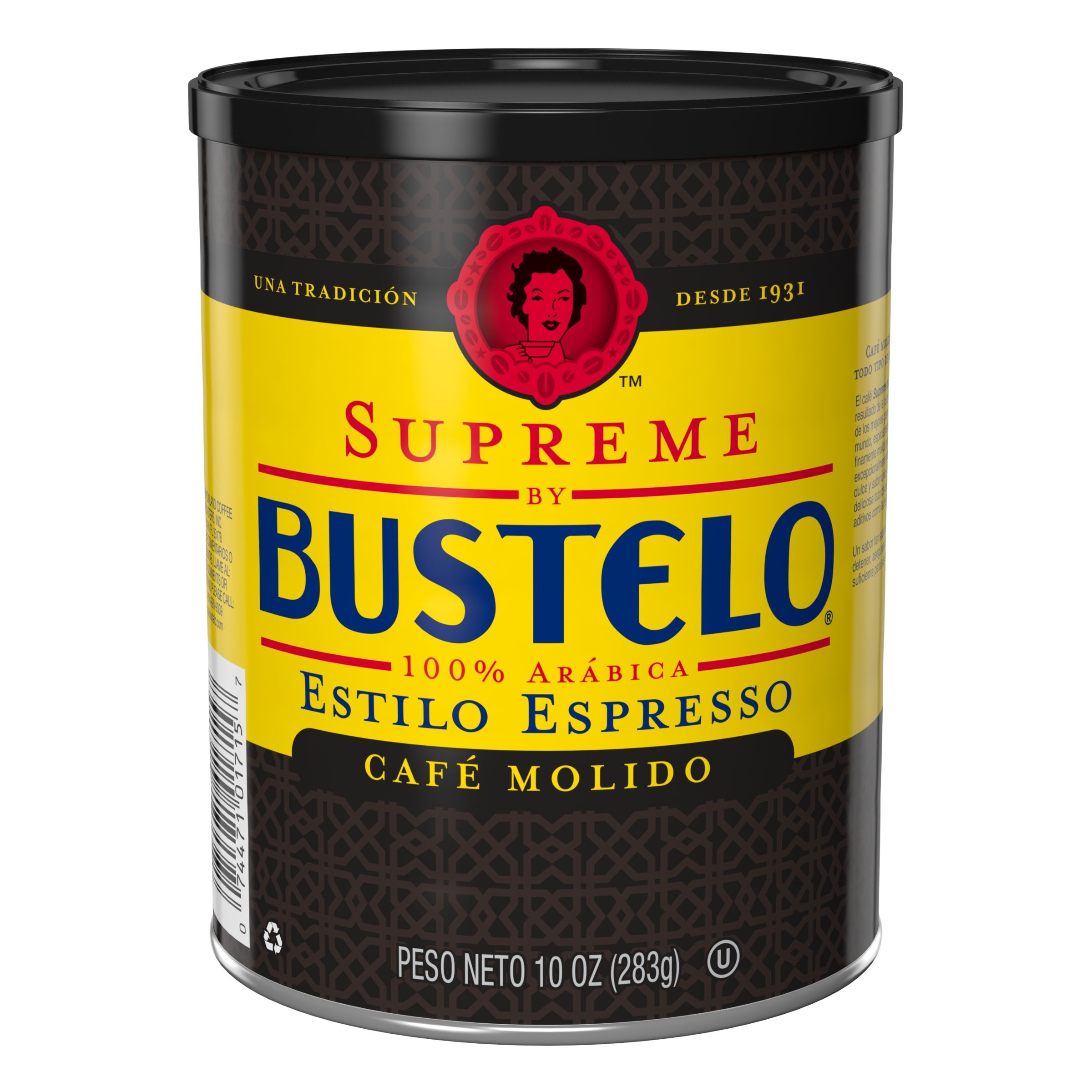 Bustelo Supreme Espresso Style Ground Coffee, 10 Ounce Can -- 12 per case.