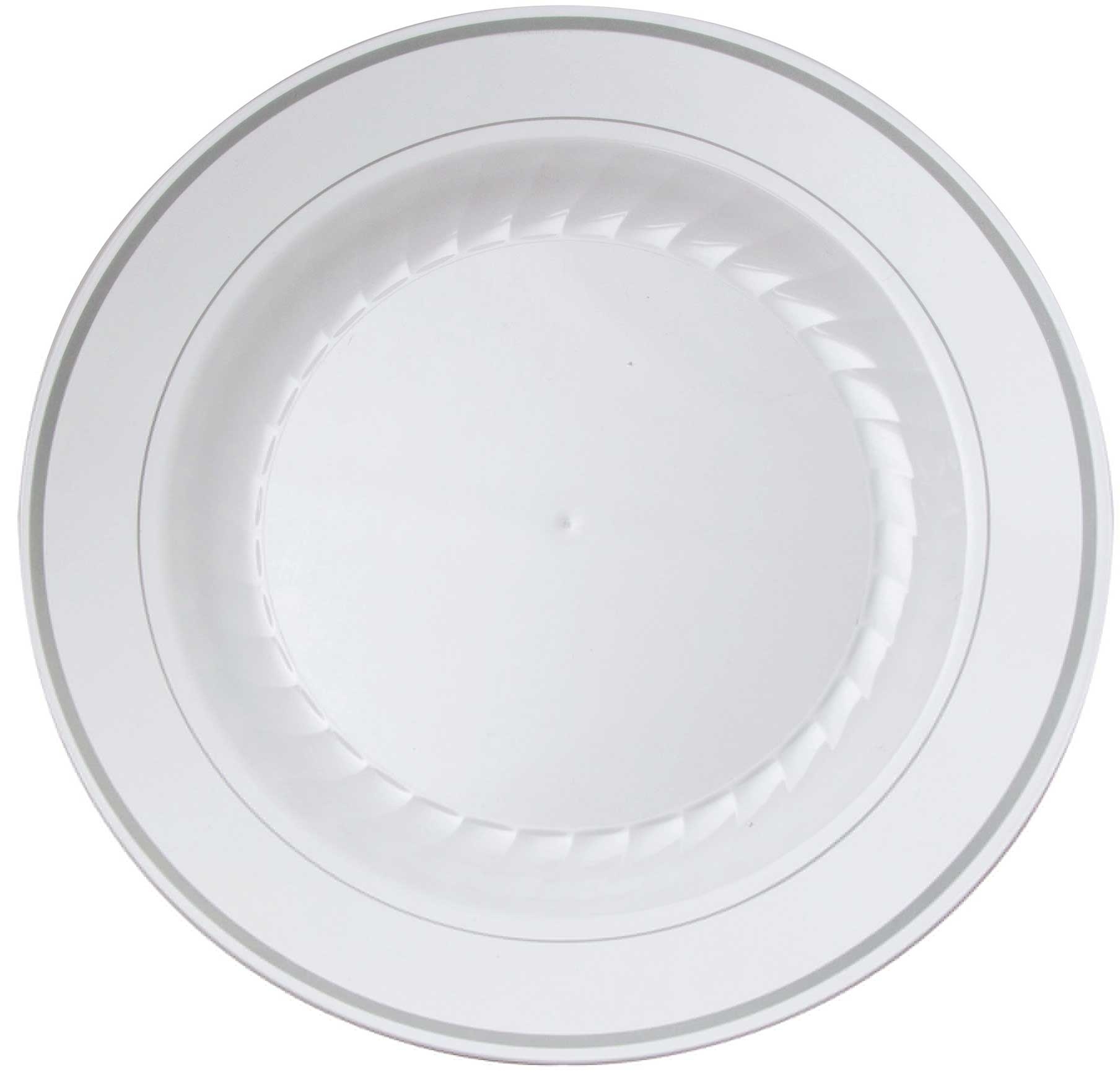 WNA Masterpiece White Silver Band Plate, 10.25 inch -- 120 per case.