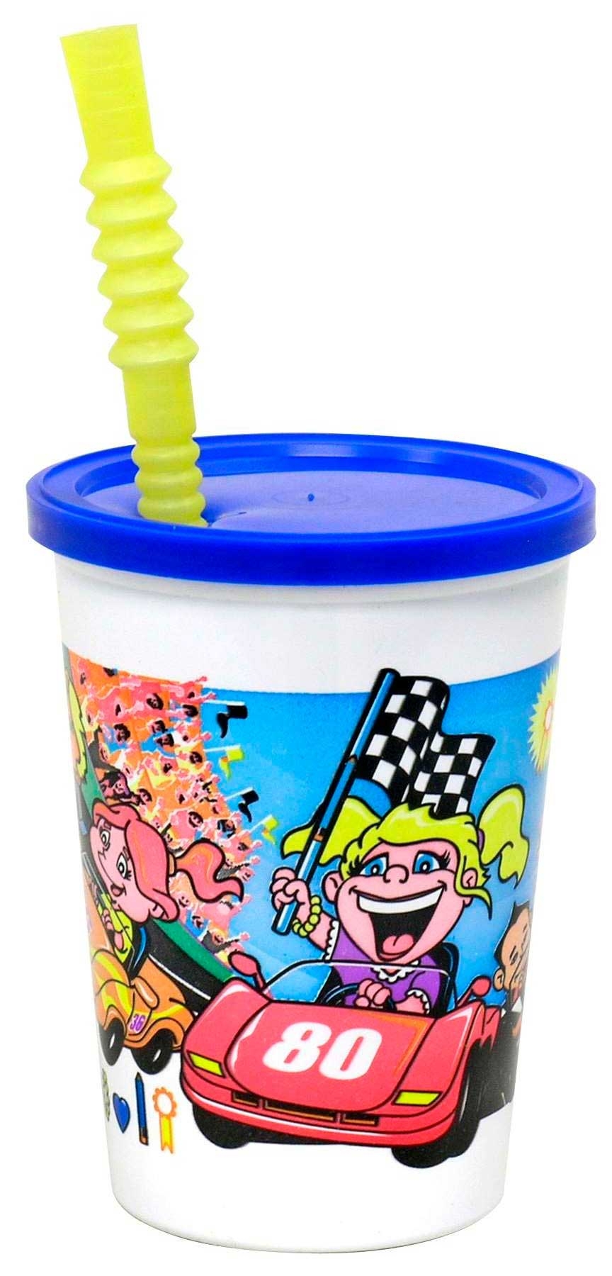 WNA Fun Cups White Kids Cup with Blue Lid, 12 Ounce -- 250 per case