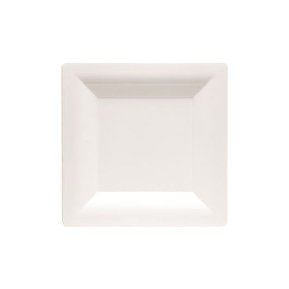 Milan Grand 5.25 inch White Premium Heavyweight Plastic Plate, 12 count - 14 per case