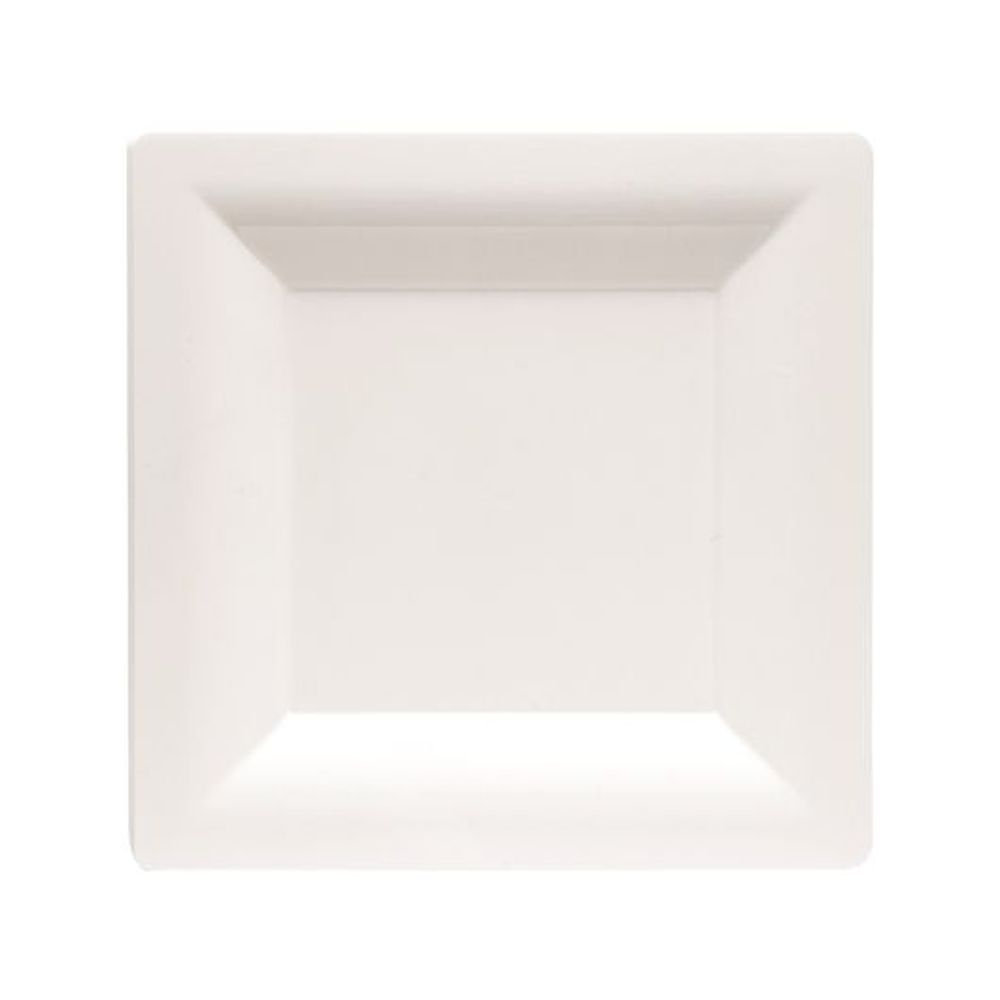 Milan Grand 8.75 inch White Premium Heavyweight Plastic Plate, 12 count - 14 per case