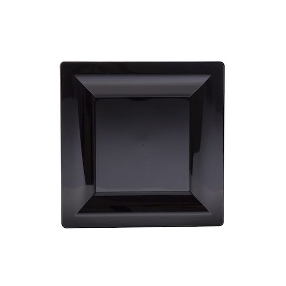 Milan Grand 5.25 inch Black Premium Heavyweight Plastic Plate, 12 count - 14 per case