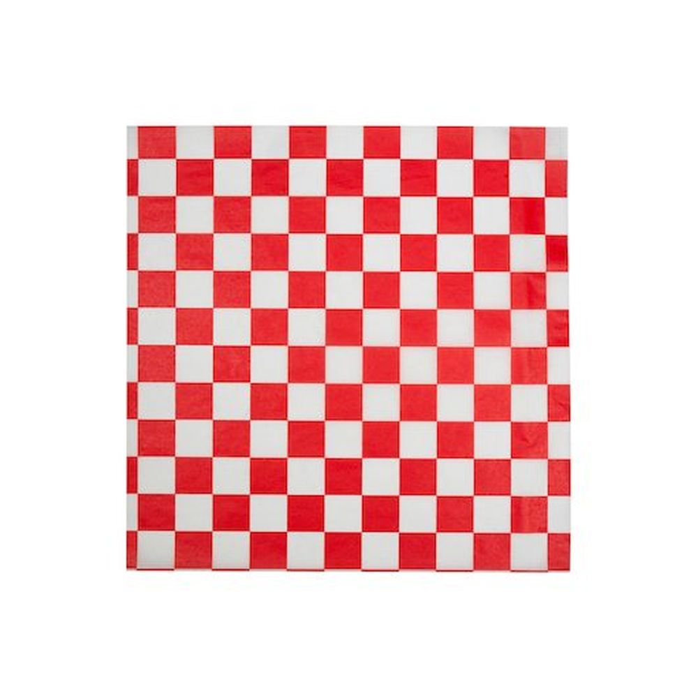 Durable Packaging 12 x 12 inch Red Check Grease Resistant Flat Sheet, 1000 count - 5 per case