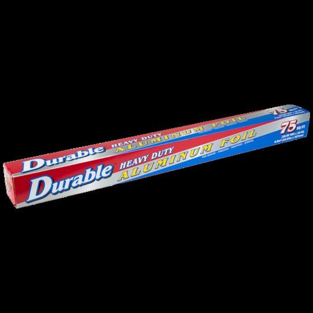 Durable Packaging 18 inch x 75 Square feet Heavy Duty Aluminum Foil Roll, 12 count