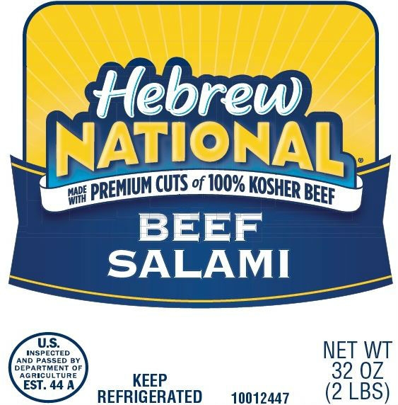 Hebrew National Beef Salami, 2 Pound -- 8 Per Case