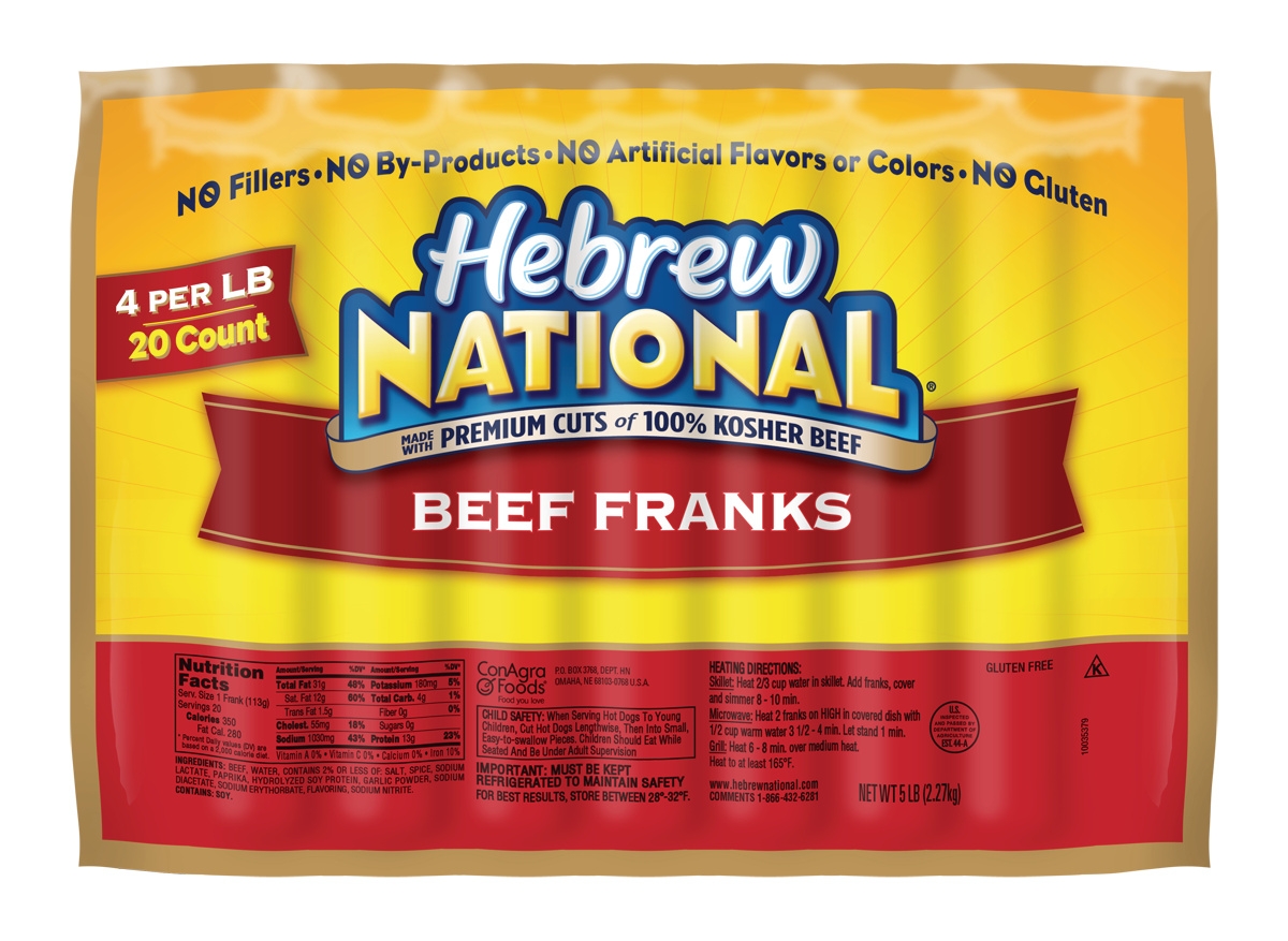 Hebrew National 4:1 Beef, 5 Pound -- 4 per case.