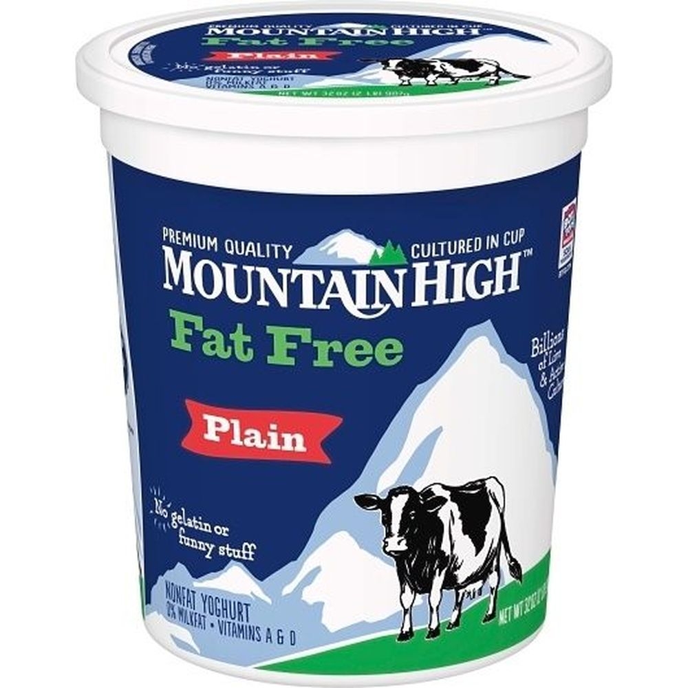 Mountain High Whole Milk Fat Free Plain Yoghurt, 32 Ounce -- 6 per case