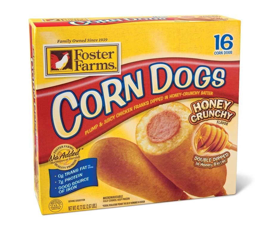 Foster Farms Chicken Corn Dog, 2.6 Ounce -- 216 per case.
