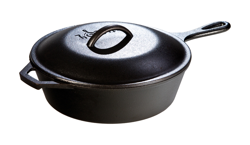 Lodge Cast Iron Covered Deep Skillet, 3.3 Quart.