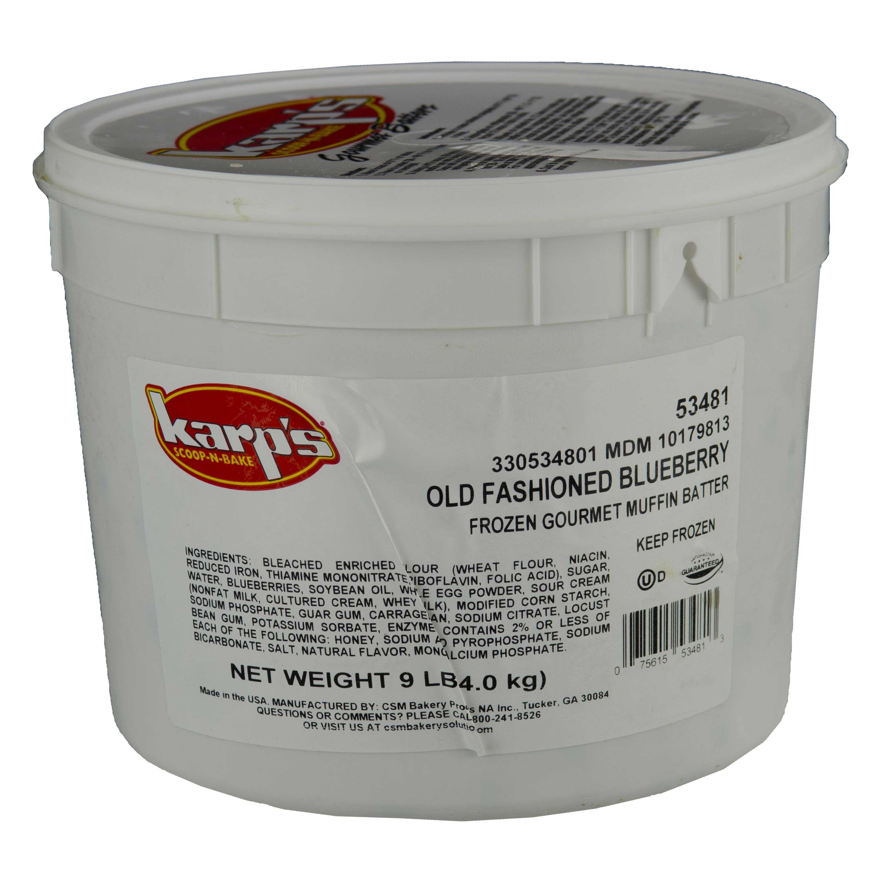 Baker and Baker Karps Scoop N Bake Old Fashioned Blueberry Muffin Batter, 9 Pound -- 2 per case.