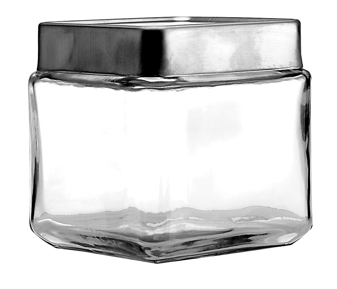 Anchor Hocking Clear Glass Stackable Square Jar, 1 Quart -- 6 Per Case
