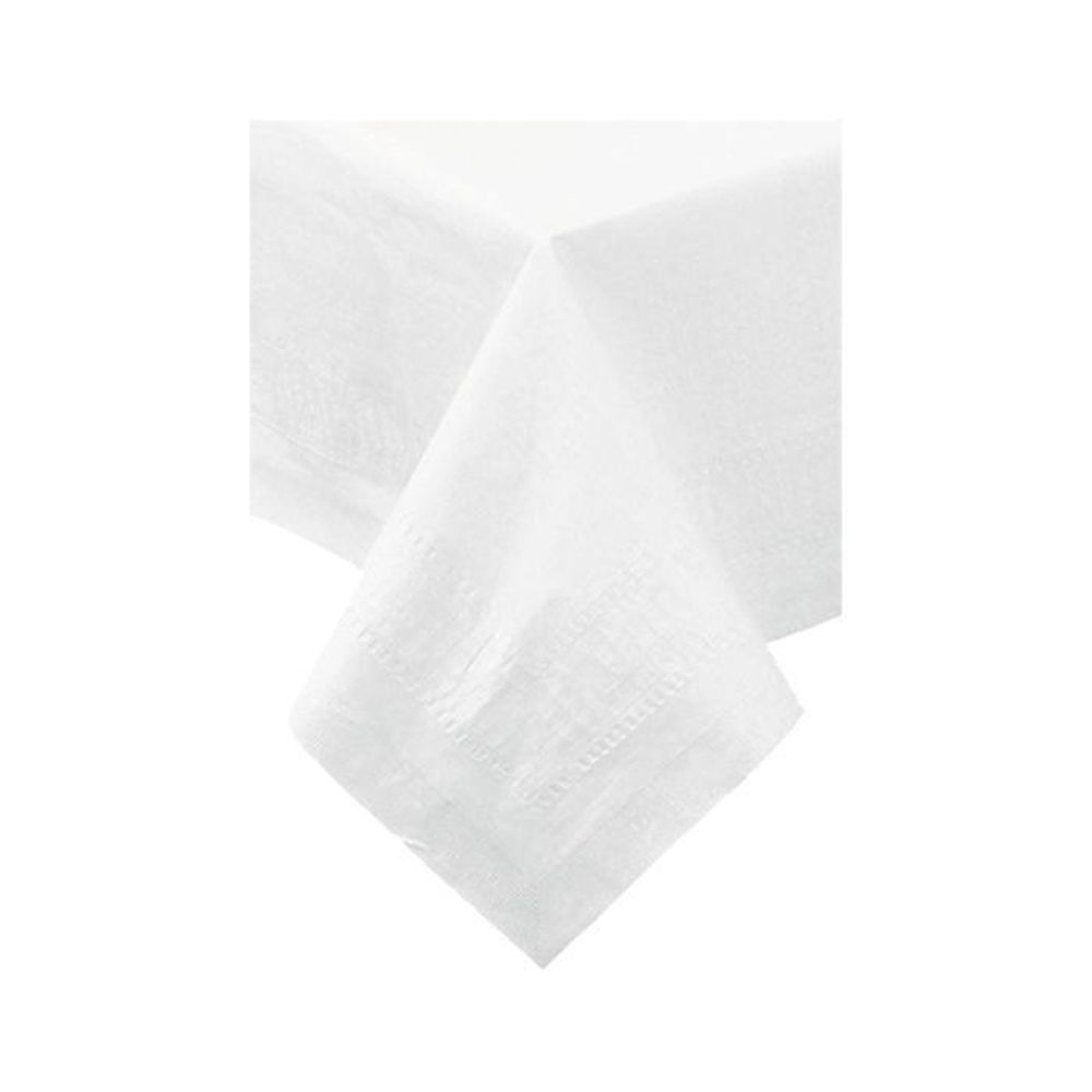 Hoffmaster Cellutex Tissue/Poly White 3-Ply Greek Key Tablecover, 72 x 72 inch -- 25 per case