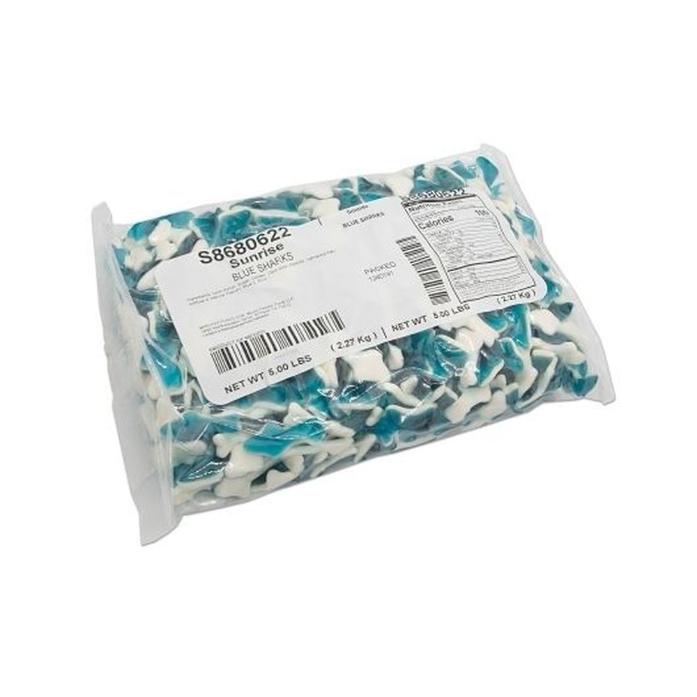 Sunrise Blue Sharks Gummy Candy, 5 Pound -- 6 per case