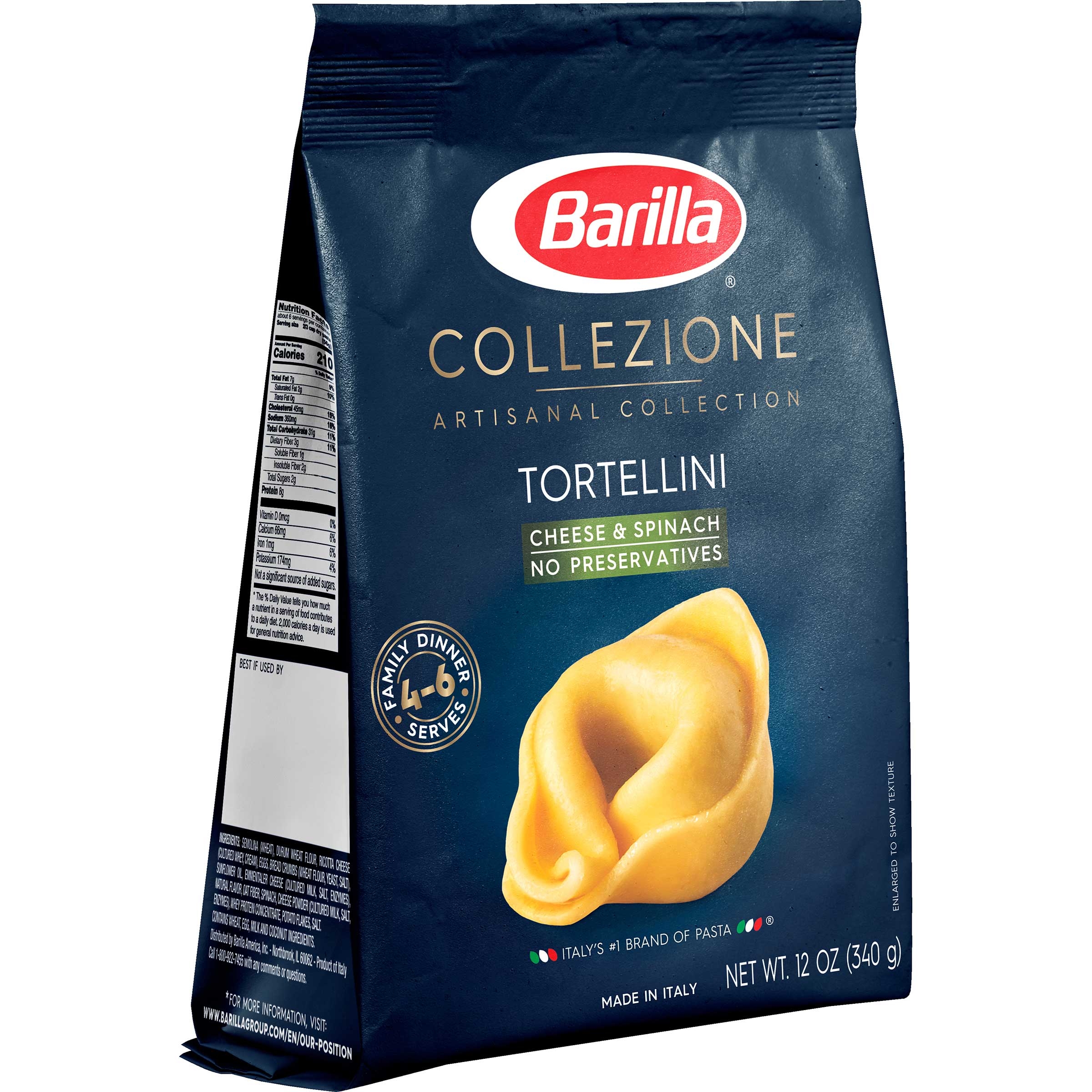 Barilla Cheese and Spinach Tortellini Pasta, 12 Ounce -- 8 per case.