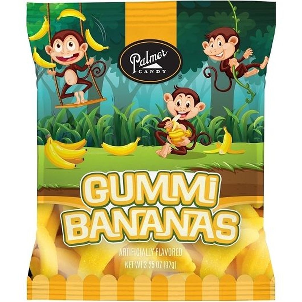 Palmer Gummi Bananas Candy - Peg Bag, 3.25 Ounce -- 8 per case