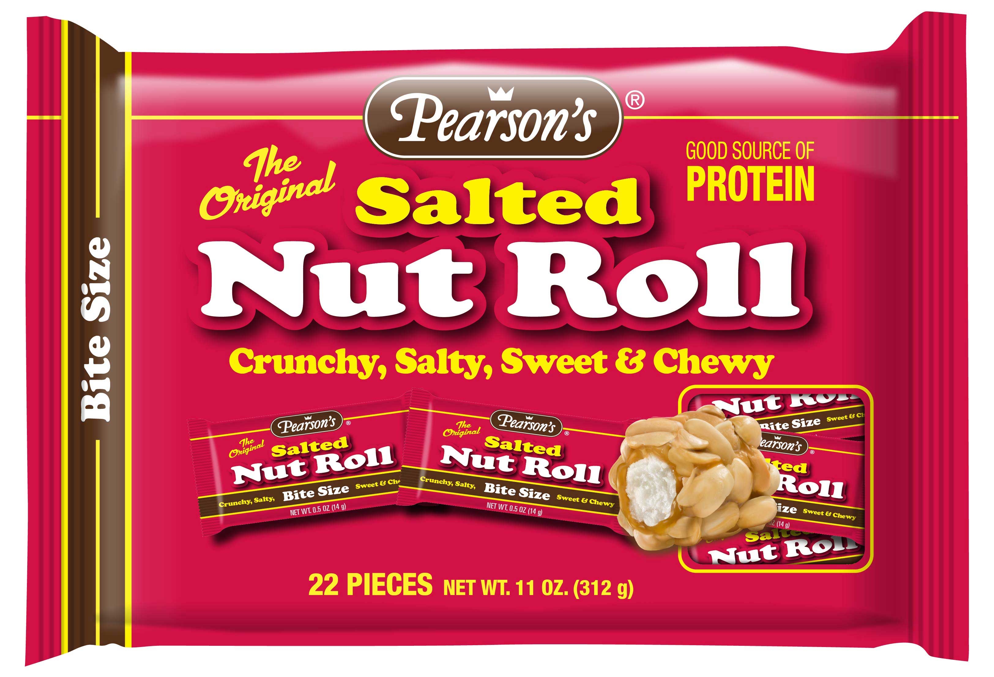 Pearsons Bite Size Salted Nut Roll - Display Case, 11 Ounce -- 12 per case.