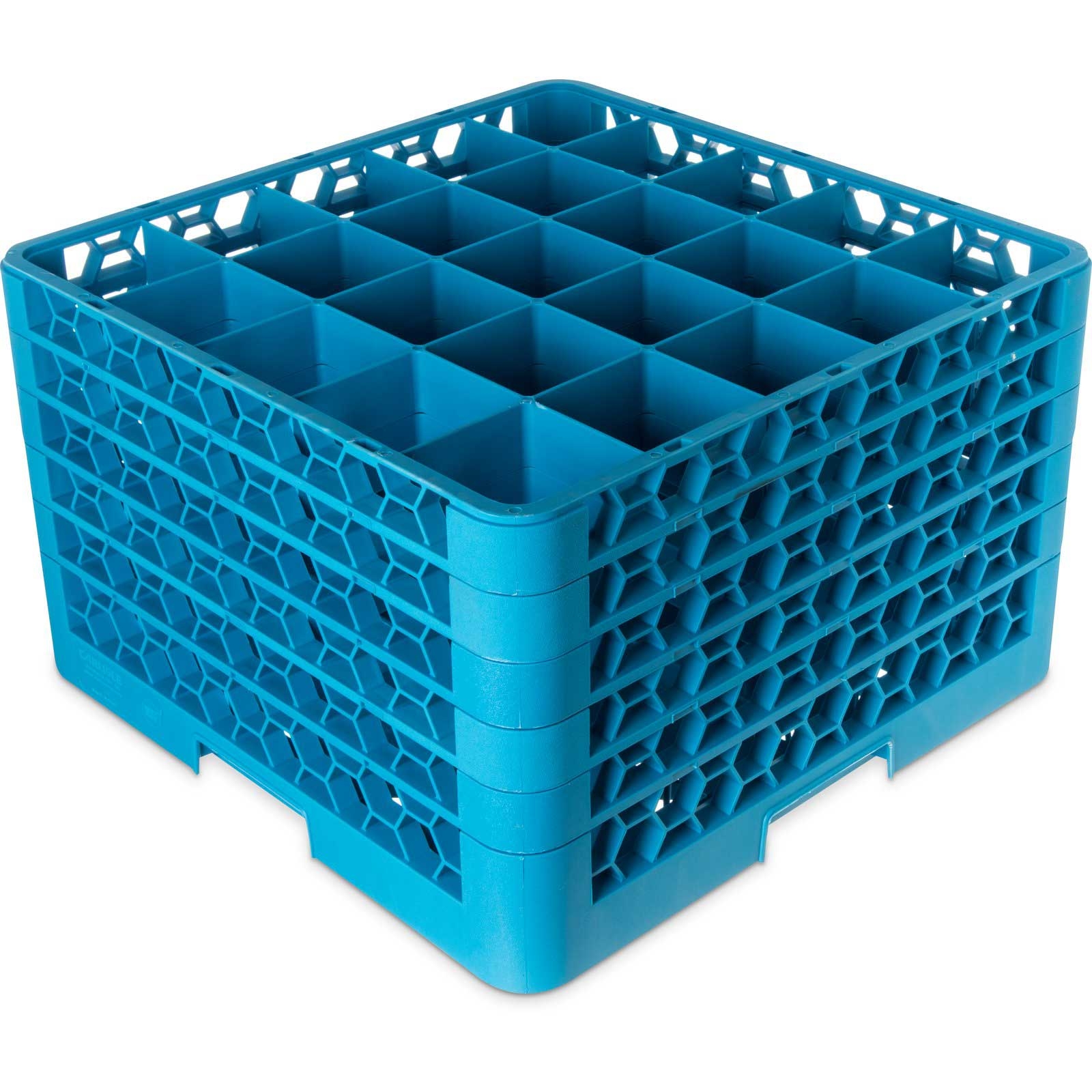 Carlisle OptiClean Polypropylene Carlisle Blue 25 Compartment Divided Glass Rack with 5 Extender, 11.9 inch -- 2 per case