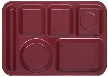 Carlisle Melamine Dark Cranberry 6 Compartment Heavy Weight Left Handed Tray, 10 x 14 inch -- 12 per case