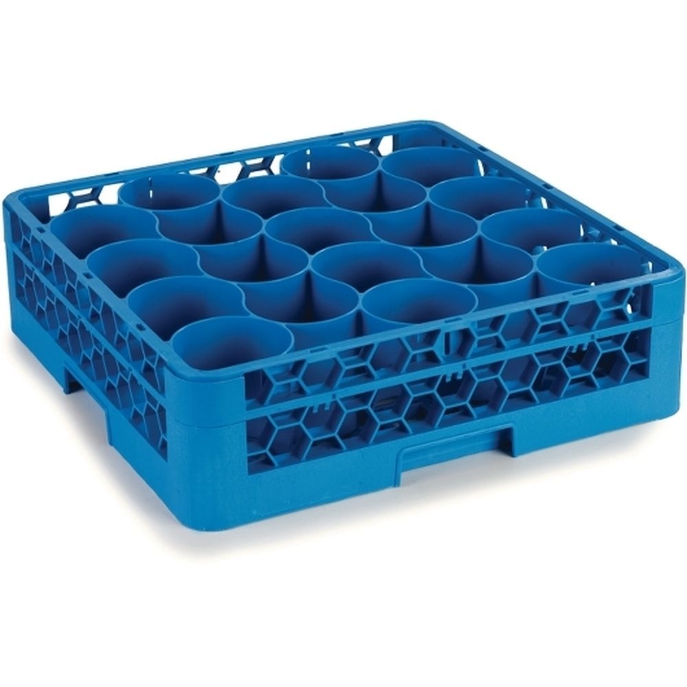 Carlisle Blue OptiClean NeWave Polypropylene 20 Compartment Glass Rack with 2 Integrated Extenders, 19.88 x 19.88 x 7 inch -- 3 per case