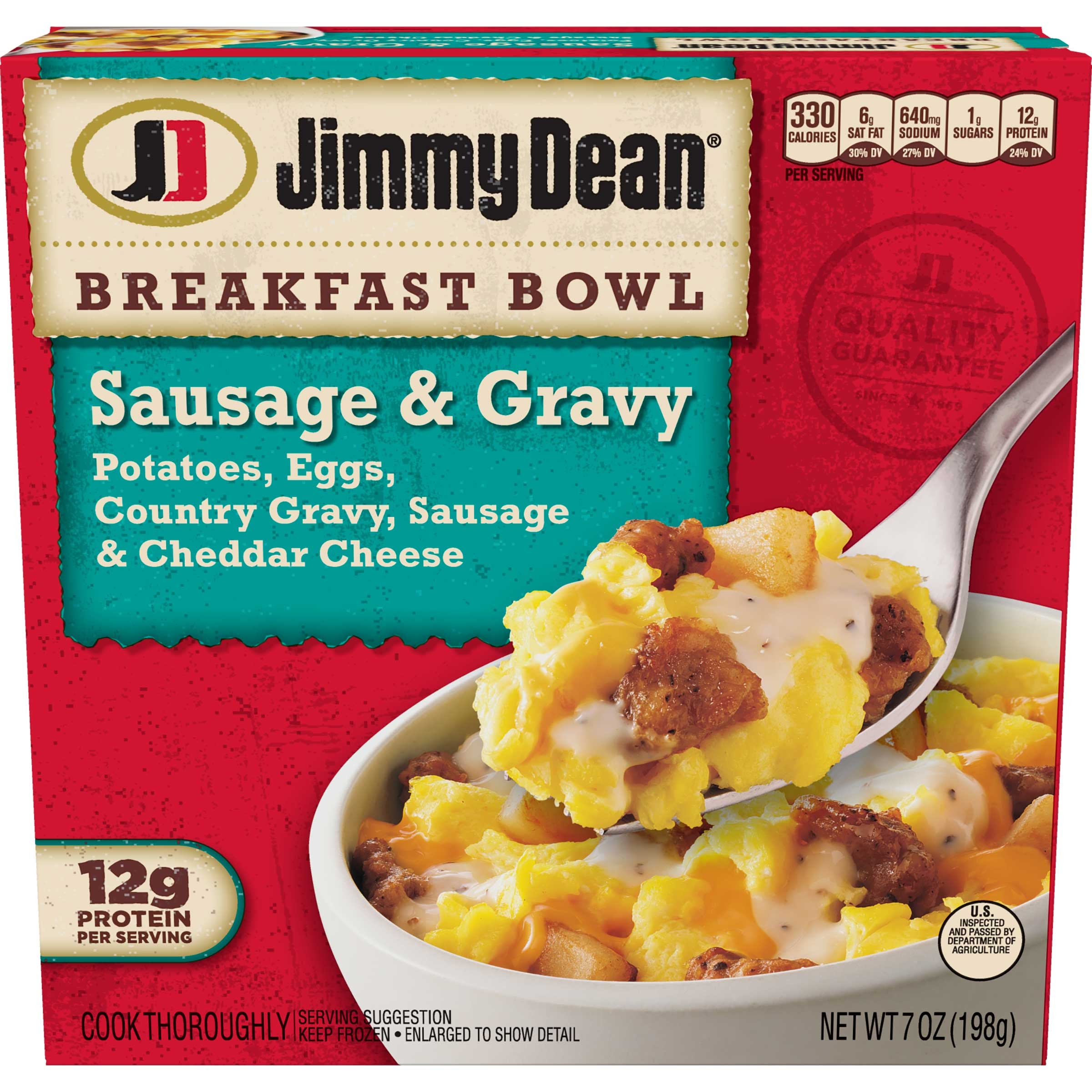 Jimmy Dean Country Gravy Sausage and Cheddar Potatoes and Egg Breakfast Bowl, 7 Ounce -- 8 per case.