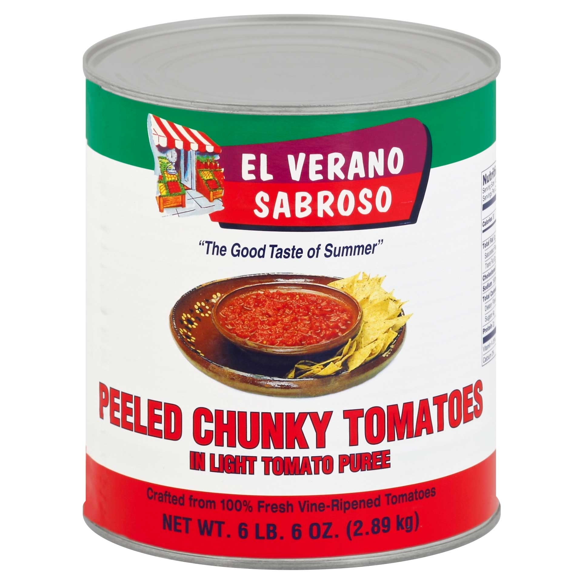 El Verano Sabroso Peeled Chunky Tomato in Light Tomoto Puree, 102 Ounce -- 6 per case.