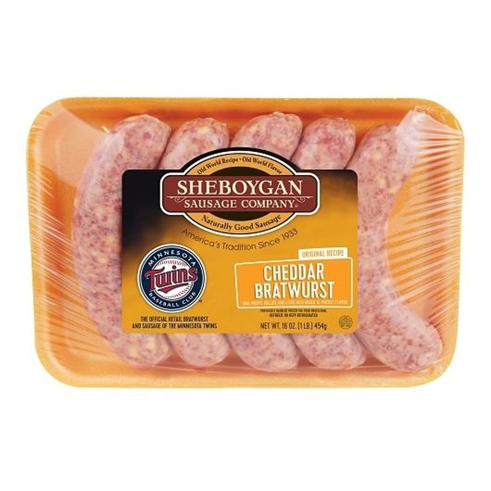 Sheboygan Minnesota Twins Raw Original Recipe Cheddar Bratwurst, 1 Pound -- 12 per case
