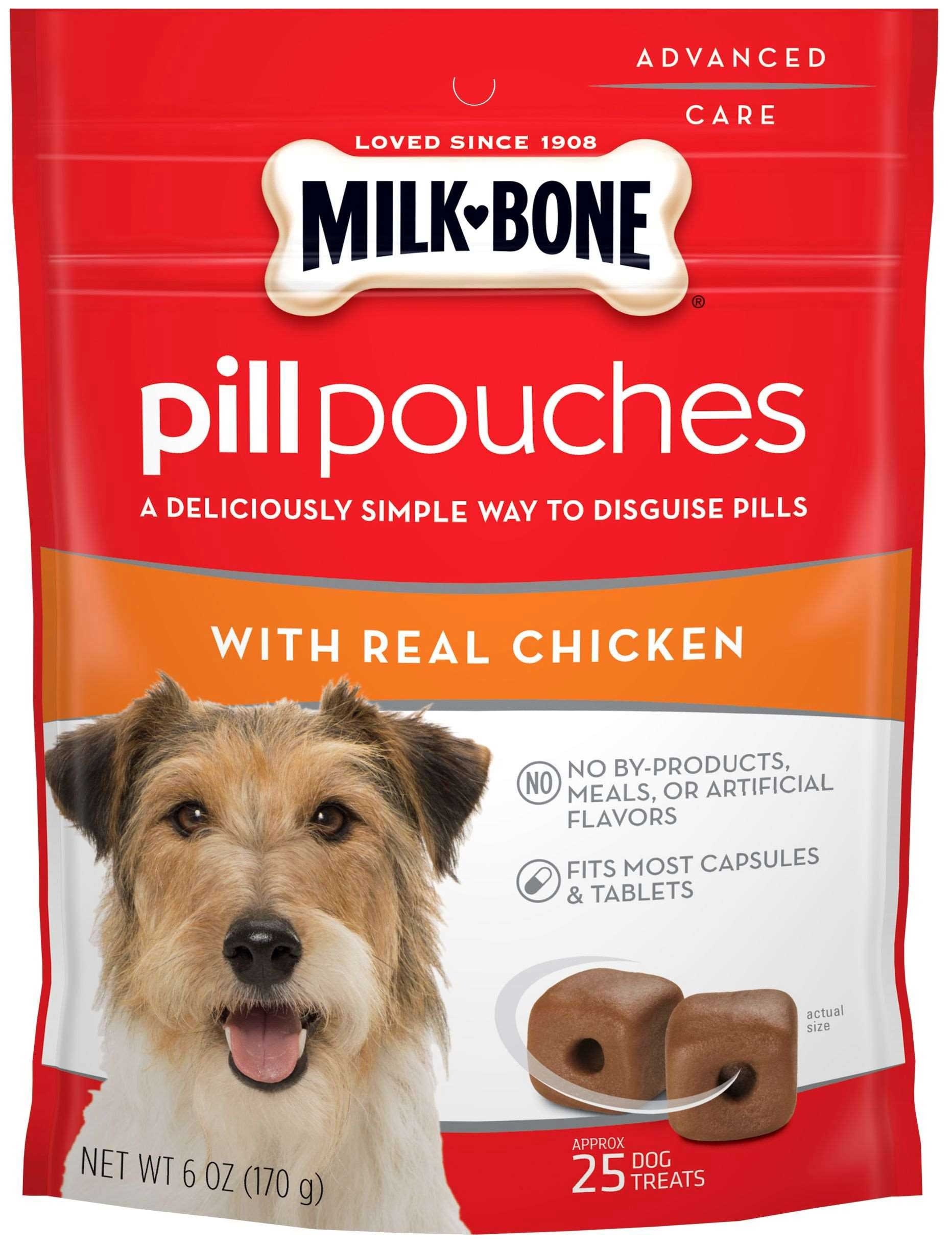 Milk Bone Pill Pouches with Real Chicken Dog Treats, 6 Ounce Bag -- 5 per case