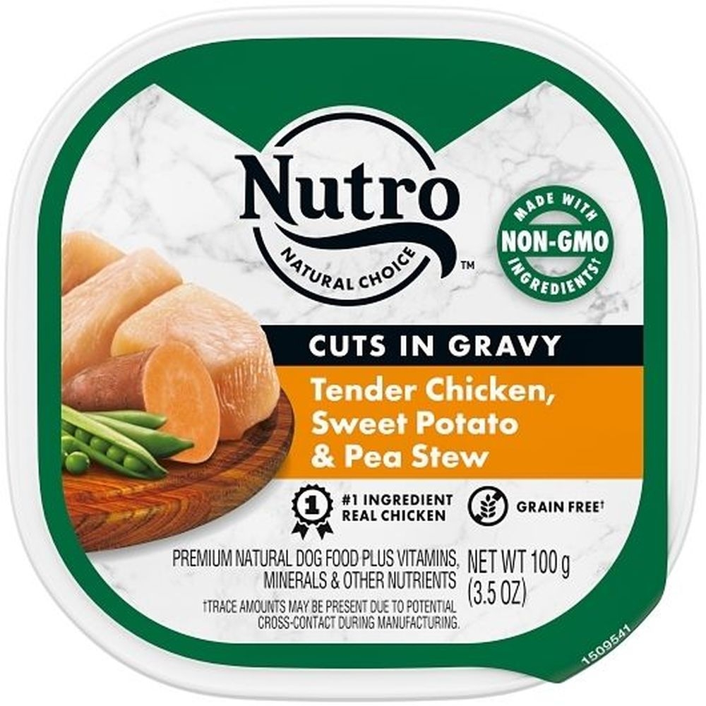 Nutro Grain Free Cuts in Gravy Tender Chicken, Sweet Potato and Pea Stew Wet Dog Food, 3.5 Ounce Tray -- 24 per case