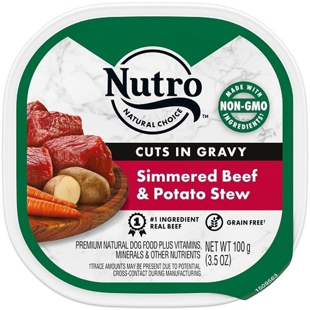 Nutro Grain Free Cuts in Gravy Simmered Beef and Potato Stew Adult Wet Dog Food Tray, 3.5 Ounce -- 24 per case