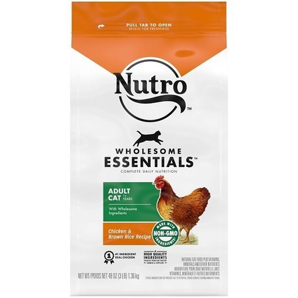 Nutro Wholesome Essentials Natural Chicken and Brown Rice Dry Cat Food, 3 Pound -- 4 per case