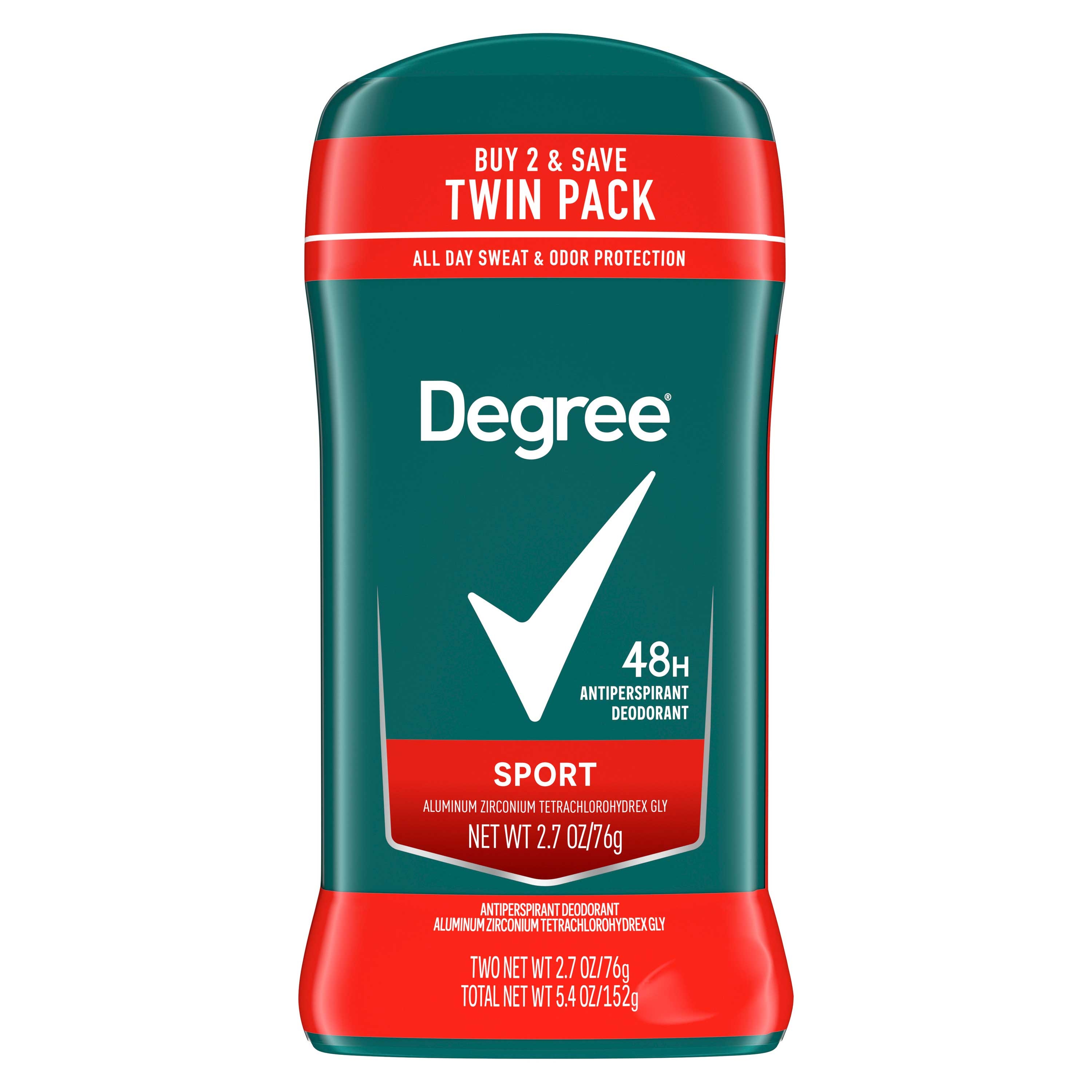 Degree Men Original Protection Sport Antiperspirant Deodorant - Twin Pack, 5.4 Ounce -- 6 per case