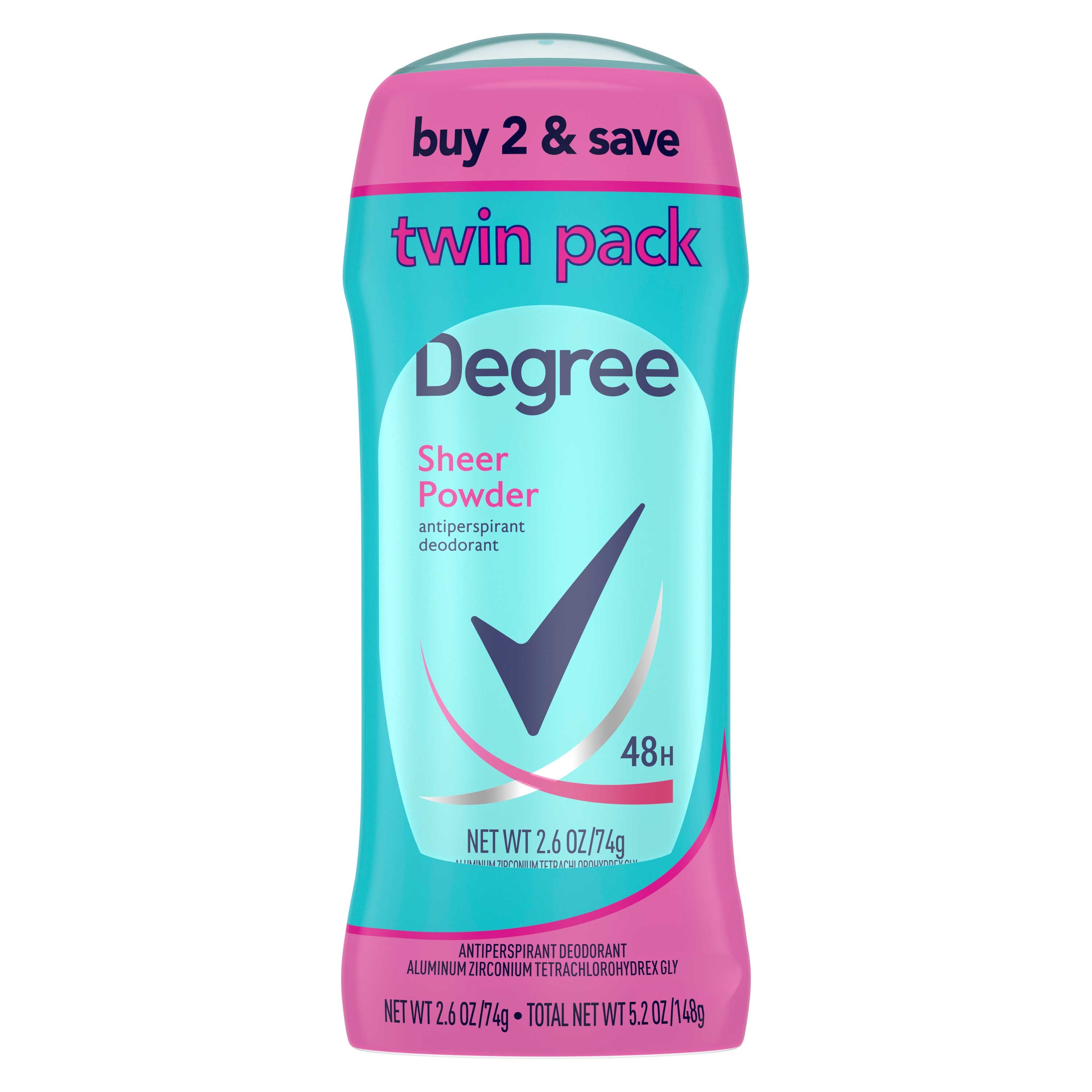 Degree Sheer Powder Antiperspirant Deodorant - Twin Pack, 5.2 Ounce -- 6 per case