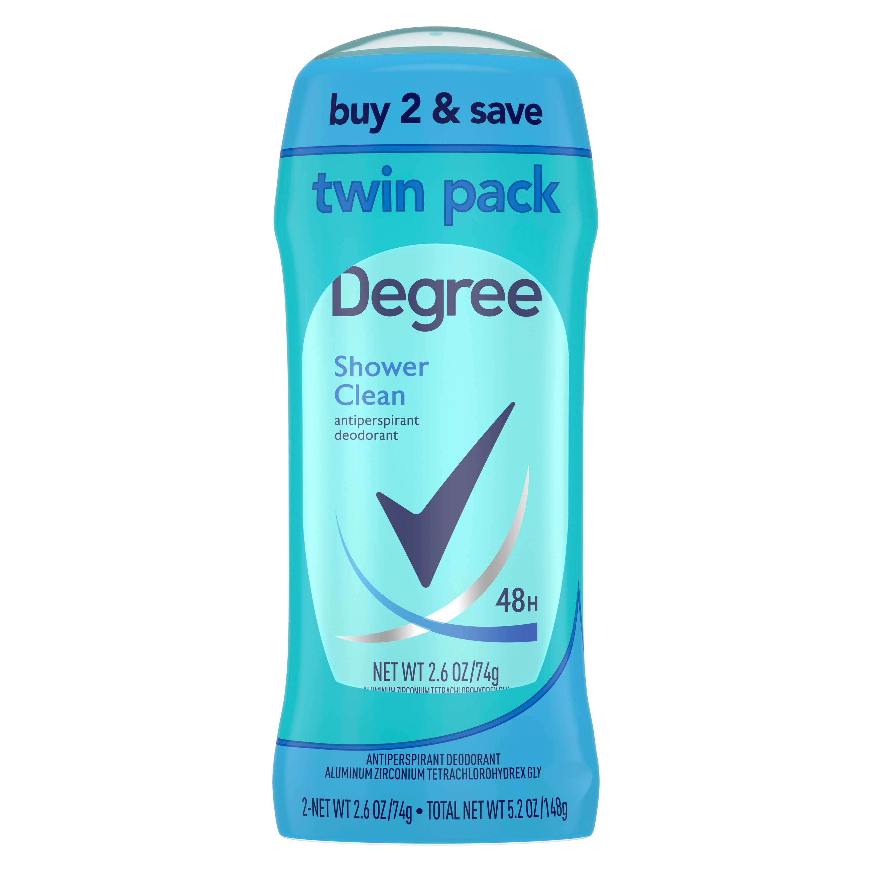 Degree Shower Clean Antiperspirant Deodorant - Twin Pack, 5.2 Ounce -- 6 per case