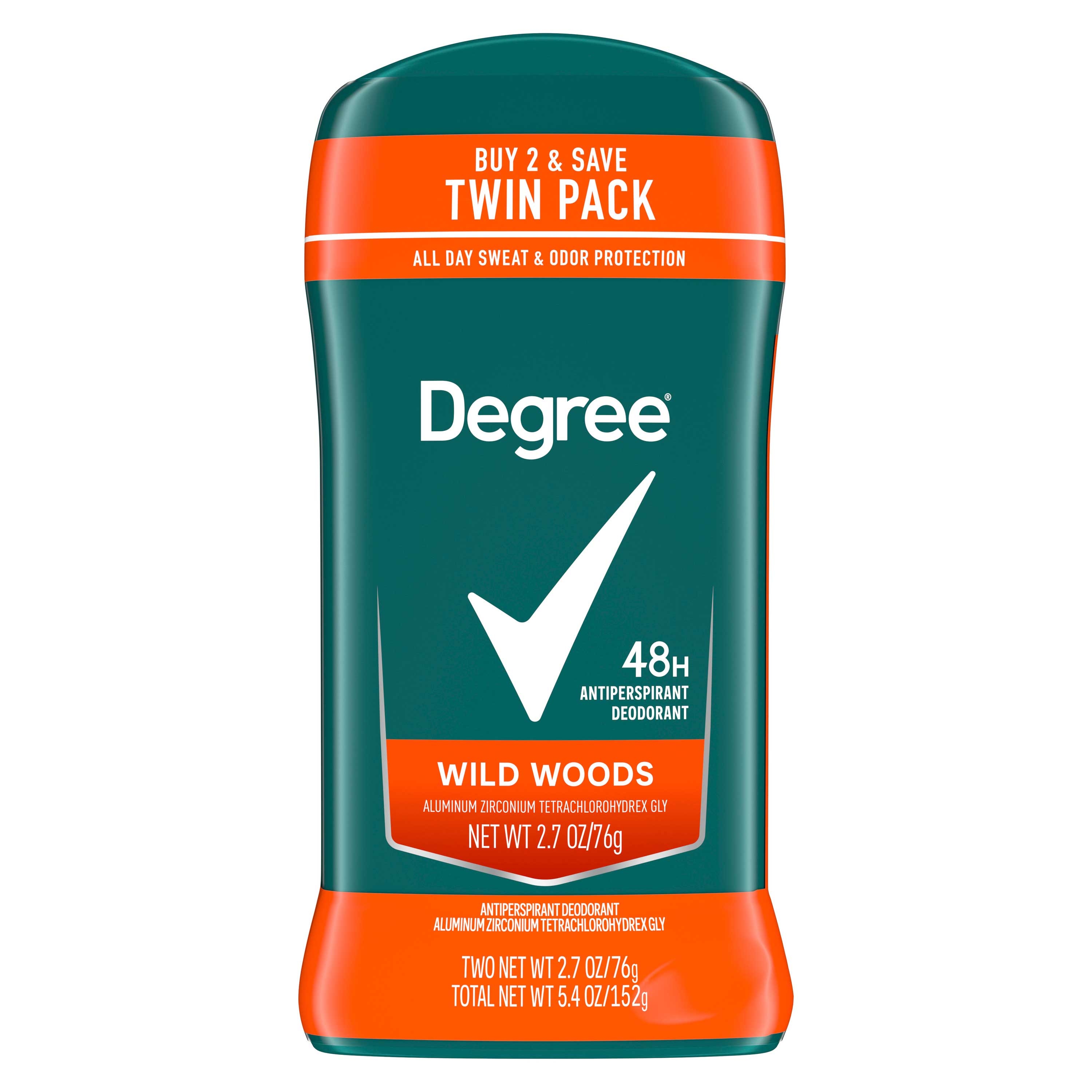 Degree Men Original Protection Wild Woods Antiperspirant Deodorant - Twin Pack, 5.4 Ounce -- 6 per case