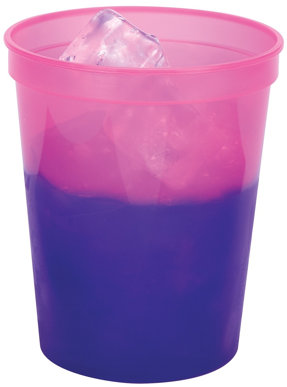 WNA Polypropylene Squat Color Changing Pink Cup, 16 Ounce - 25 count per pack -- 20 packs per case