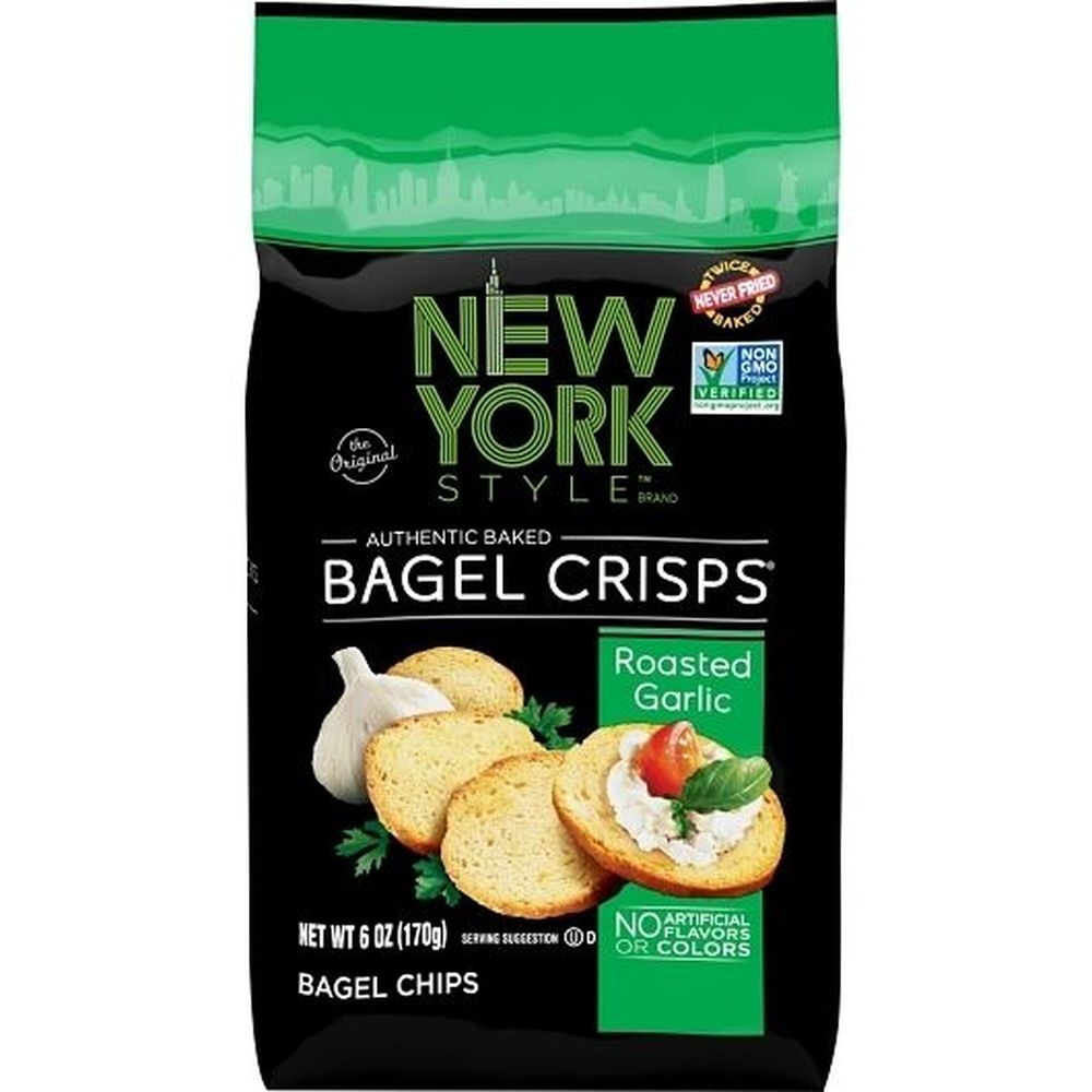 New York Style Roasted Garlic Bagel Crisps, 6 Ounce Bag -- 6 per case