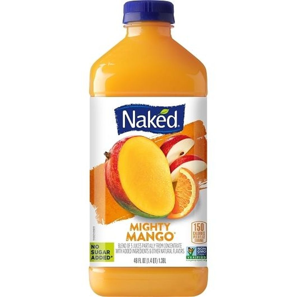 Naked 100 Percent Mighty Mango Juice Blend Smoothie, 46 Fluid Ounce - 6 per case