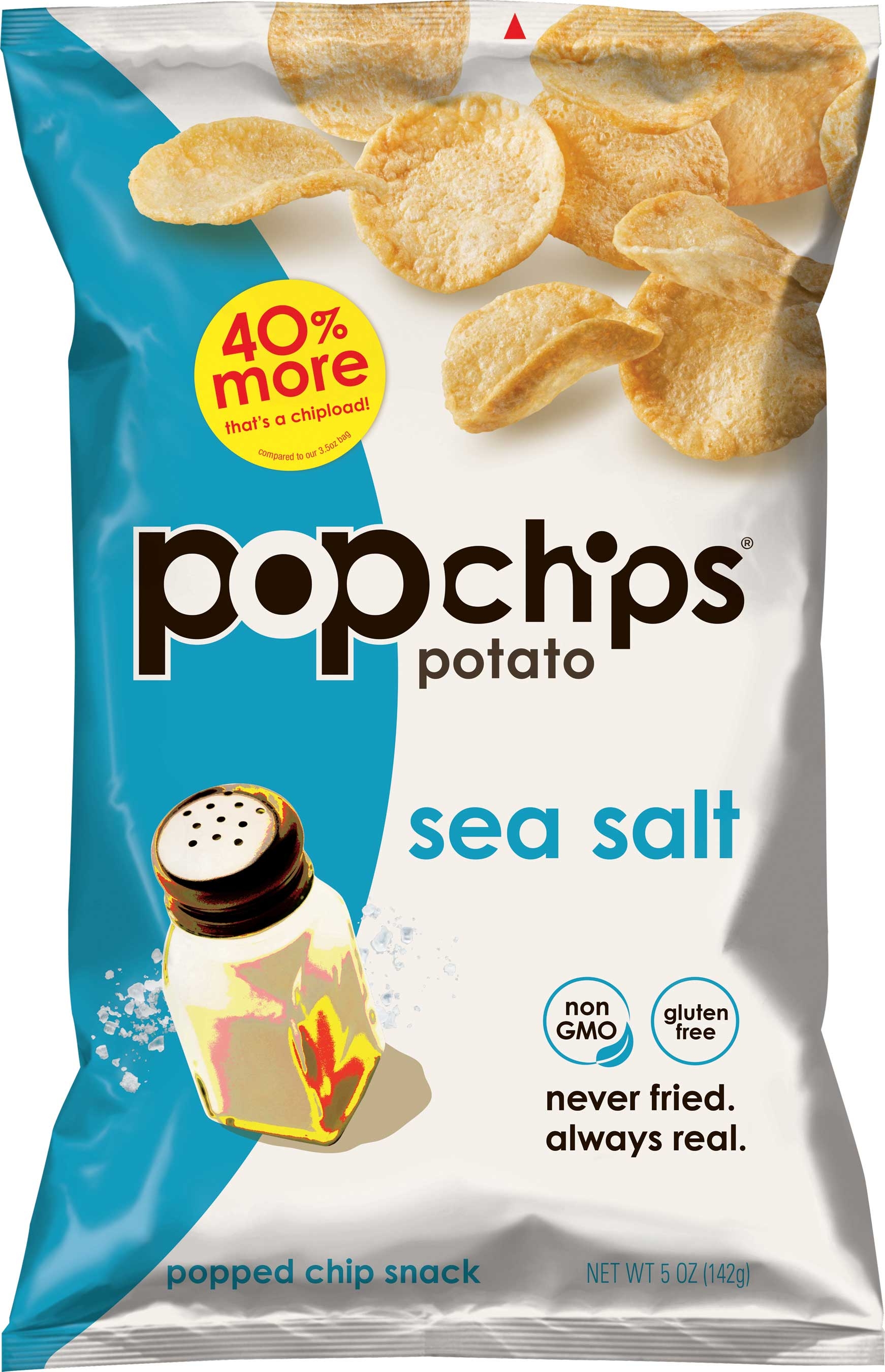 Popchips Sea Salt Popped Potato Chips, 5 Ounce -- 12 per case.