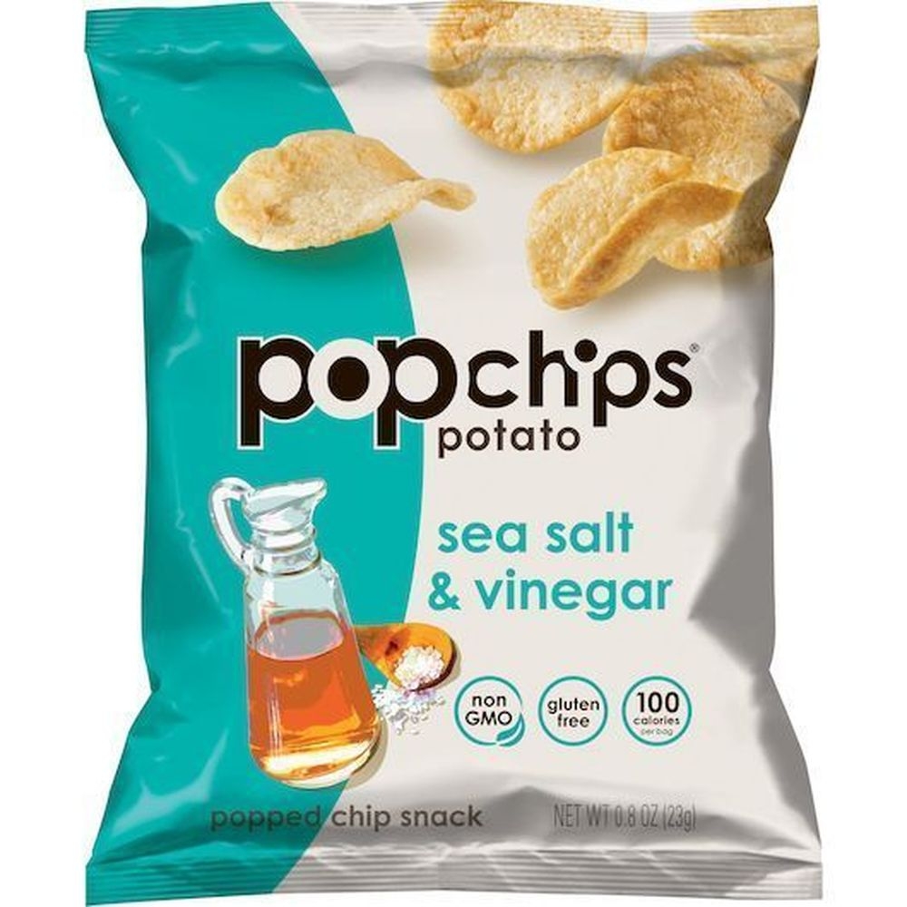 Popchips Sea Salt and Vinegar Popped Potato Chips, 0.8 Ounce -- 24 per case