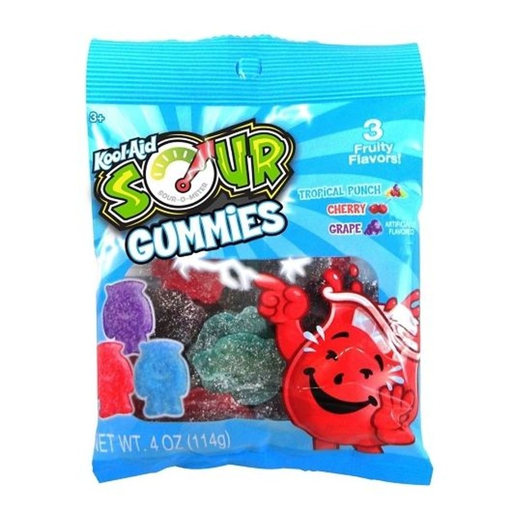 Hilco Kool-Aid Sour Fruity Gummy Candy, 4 Ounce Peg Bag -- 12 per case