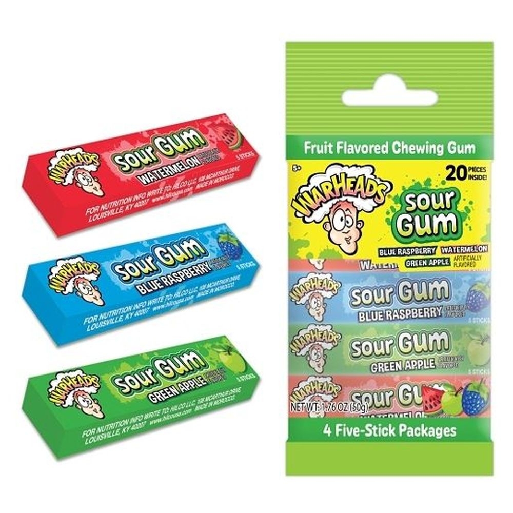Warheads Sour Stick Gum, 1.76 Ounce Peg Bag -- 40 per case