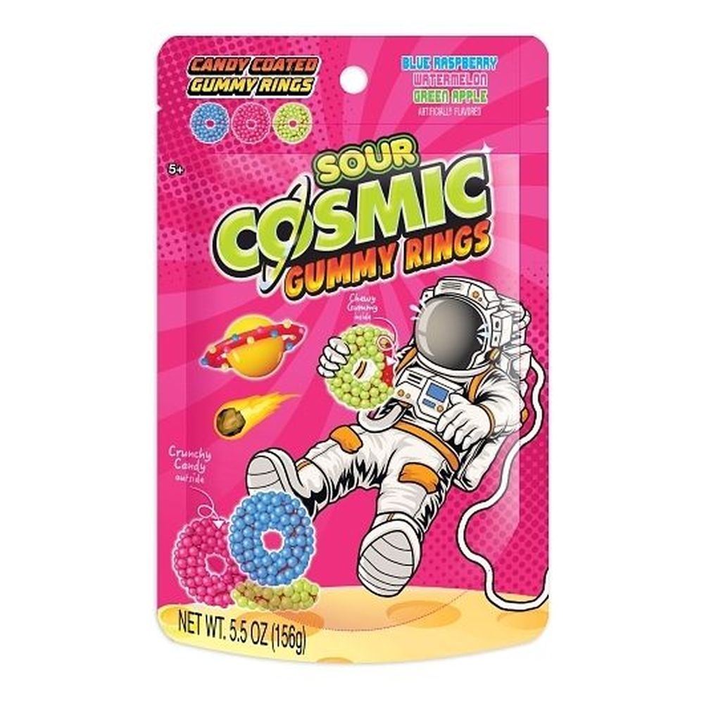 Hilco Cosmic Sour Candy-Coated Gummy Rings, 5.5 Ounce -- 32 per case